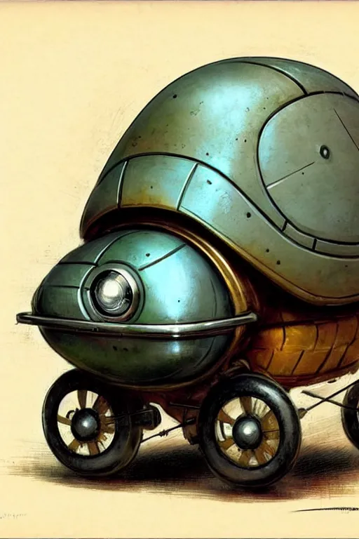 Prompt: ( ( ( ( ( 1 9 5 0 s retro future android robot fat robot turtle wagon. muted colors., ) ) ) ) ) by jean - baptiste monge,!!!!!!!!!!!!!!!!!!!!!!!!!