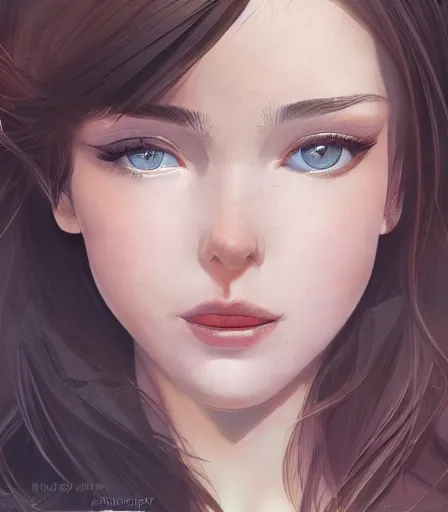 Prompt: beautiful portrait of an insanely gorgeous woman with blue eyes, brown hair and a perfect body, character design by charlie bowater, ross tran, artgerm, and makoto shinkai, detailed, soft lighting, rendered in octane