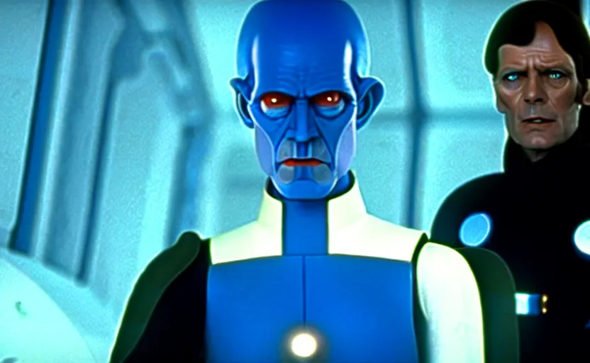 Image similar to grand admiral thrawn in empire strikes back, cinematic, film, 1 9 8 0