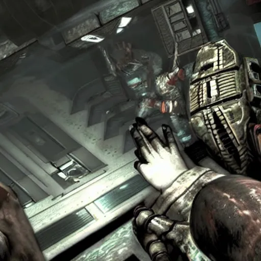 Image similar to still frame from the game dead space 4.