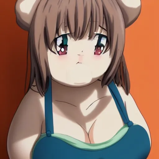 Image similar to ugly fat morbidly obese anime girl wrinkled face