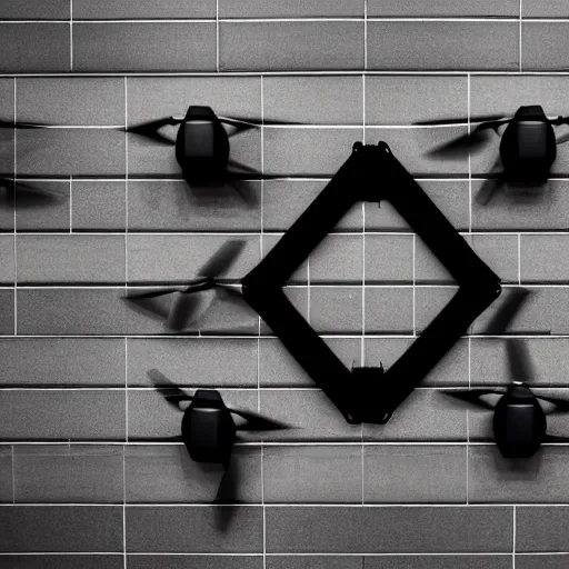 Prompt: Black military quadcopters, in the wide hallways in a futuristic prison underground, brutalist liminal architecture, sigma 85mm f/1.4, 4k, depth of field, high resolution, 4k, 8k, hd, full color