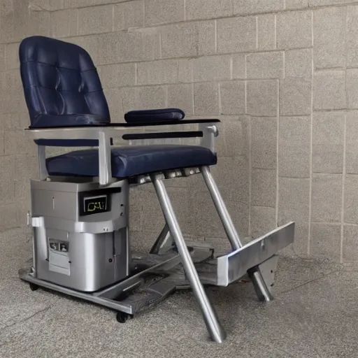 Image similar to pedal powered electric chair, product photo, prison appliance catalog, detailed, 4k