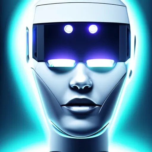 Image similar to portrait of a slick futuristic robot with a large square tv for a head, displaying a digital face. hyper realistic. cyberpunk background. intricate details