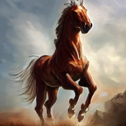 Image similar to strong horse, digital art, highquality, trending on artstation