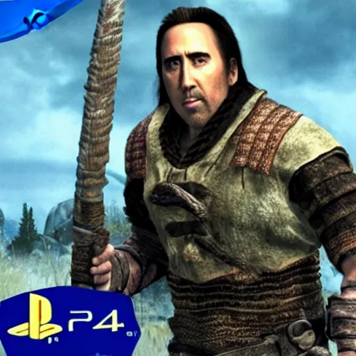 Prompt: Nicholas Cage as a Skyrim character, very detailed, Playstation 1 graphics, whole body, 4k