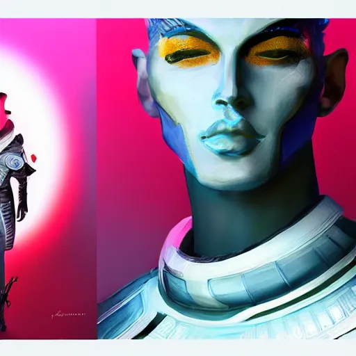 Image similar to fashion design futuristic emperor, concept art by jama jurabaev, cinematic shot, trending on artstation, high quality, brush stroke