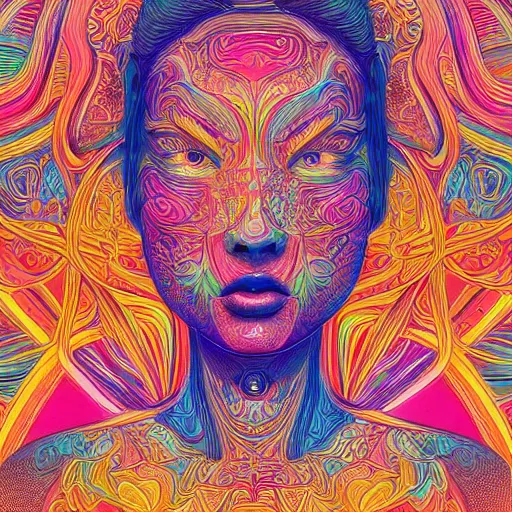 Image similar to the head of a beautiful woman partially made of rainbows, an ultrafine detailed illustration by james jean, final fantasy, intricate linework, bright colors, behance contest winner, vanitas, angular, altermodern, unreal engine 5 highly rendered, global illumination, radiant light, detailed and intricate environment