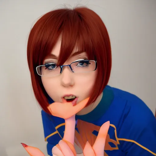 Image similar to anime velma closeup