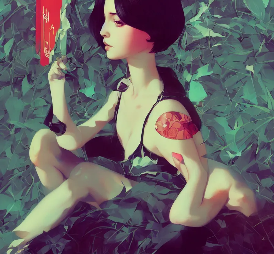 Image similar to a beautiful young british alternative music singer. optical illusion art by ilya kuvshinov lois van baarle ross tran range murata artgerm katsuhiro otomo norman rockwell. highly detailed intricately sharp focus mystically trending deviantart, pinterest, vogue italia, unreal engine 5, 4 k uhd image