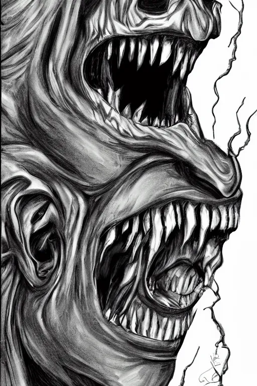 Prompt: joe biden evil grin, horror, terrifying artwork, monster, artwork by stephen gammel, illustration