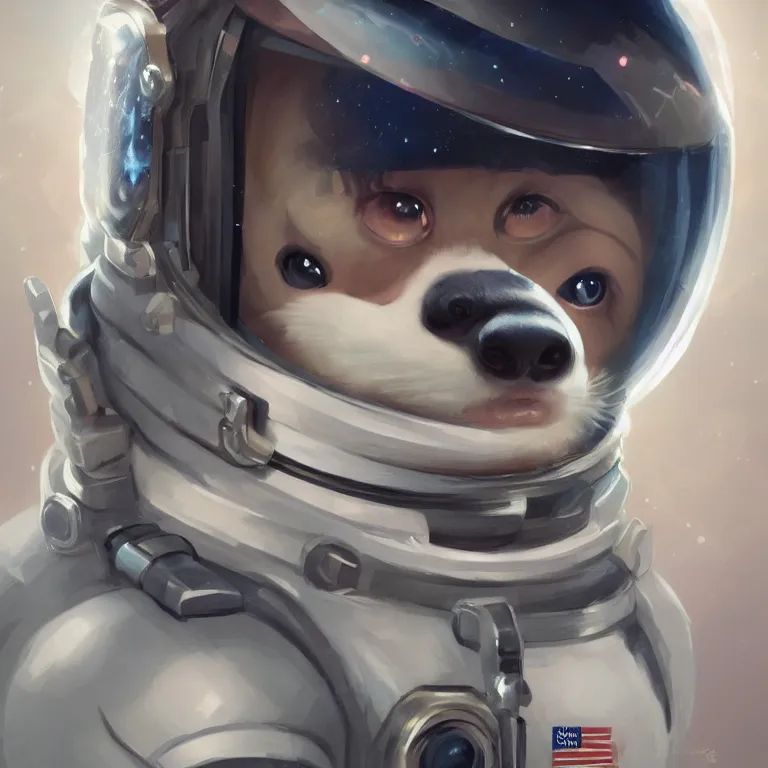 Image similar to A detailed portrait of a cute badger astronaut, digital painting, artstation, award winning, concept art, sharp focus, cinematic lighting, illustration, cgsociety