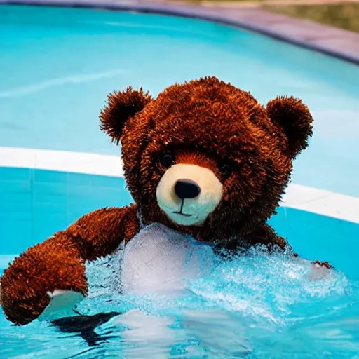 Image similar to a teddy bear playing in a pool