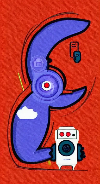 Image similar to “ big eye monkey holding laser gun floating in clouds, digital art, super aesthetic, art station childish style ”