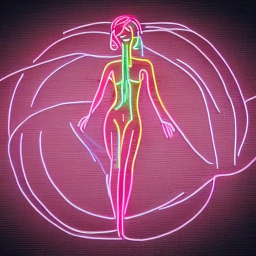 Image similar to 3 d neon art of a womens body, highly detailed