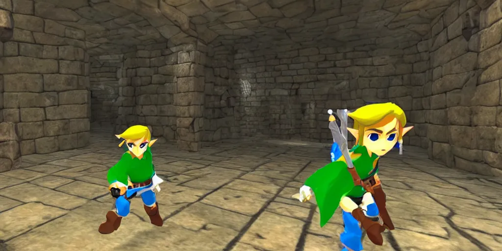 Image similar to Link entering a dungeon in legend of zelda, go pro footage