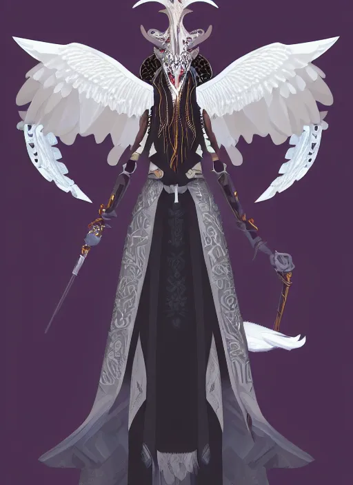 Image similar to hawk headed warlock, wind magic, exquisite details, full body character design, white background, by studio muti