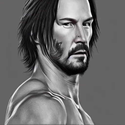 Prompt: muscular keanu reeves , sketch , trending on artstation , Hyperdetailed , CGSociety