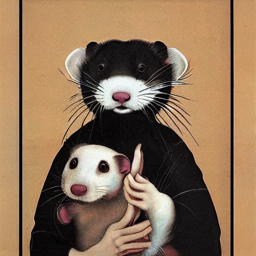 Image similar to a ferret by Takeshi Murakami and Pontormo