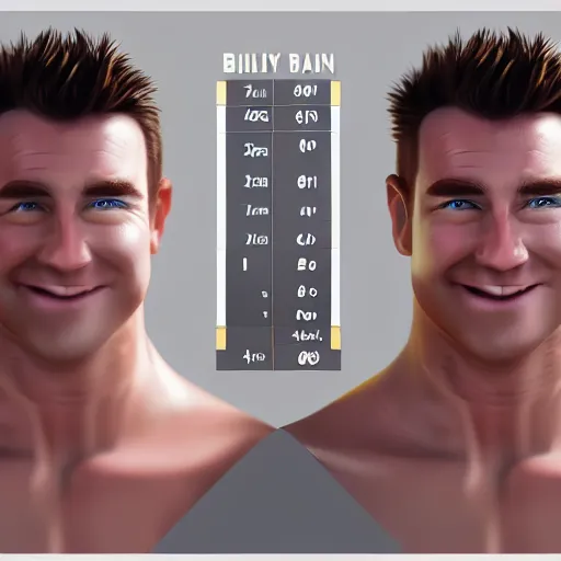 Image similar to concept art of billy herrington from Gachimuchi full round face, short smile, golden hour, medium shot, mid-shot, highly detailed, trending on Artstation, Unreal Engine 4k