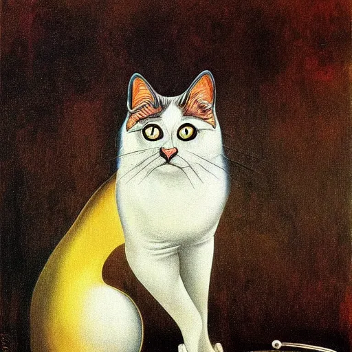 Image similar to a surrealist painting of a cat by salvador dali