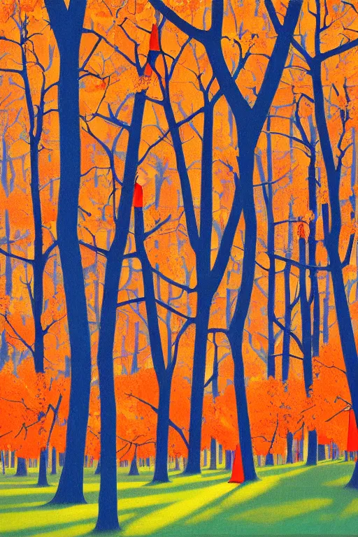 Image similar to painting of orange cones in an oak tree forest, by james jean by ilya kuvshinov kintsugi