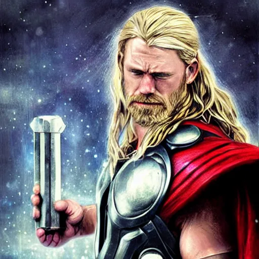 Image similar to thor, god of thunder, art by wlop