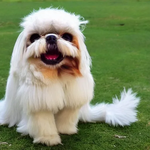 Image similar to A Creature with Wings like a Shih Tzu, furry, fluffy, happy, cute, Arcane Magic