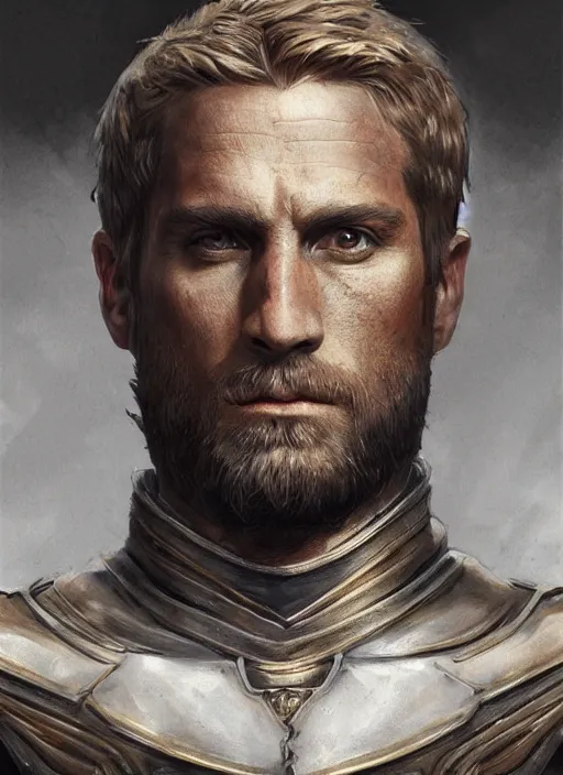 Image similar to highly detailed oil painting, masterpiece portrait warrior male lannister, fantasy character portrait, dynamic pose, above view, top lighting, realistic shaded, perfect face, 8 k realistic, hyper detailed, digital painting, artstation, concept art, hyper detailed eyes