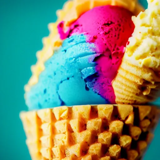 Image similar to close up on an ice cream cone colorful food photography