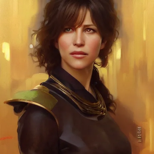 Prompt: a portrait painting of sophie marceau hybrid in the oil painting unreal 5 daz. rpg portrait, extremely detailed artgerm greg rutkowski alphonse mucha vladimir volegov