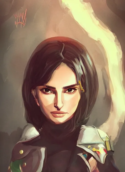 Image similar to full size persona, female sheriff, beauty small face by natalie portman, art by huyy nguyen, demon slayer rui fanart