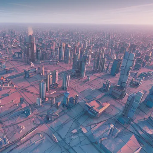 Prompt: norilsk orbit city cityscape, environmental concept art, rendered in unreal engine, cyberpunk