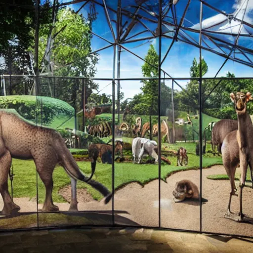 Prompt: zoo futuriste avec des exhibits d’extra-terrestres