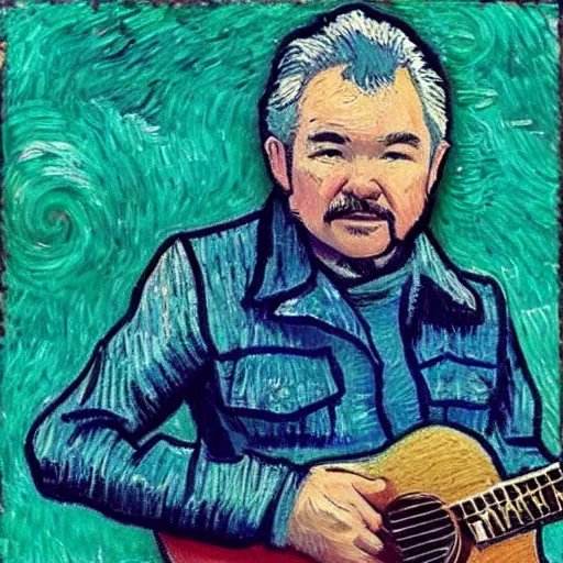 Prompt: John Prine in the style of Van Gogh