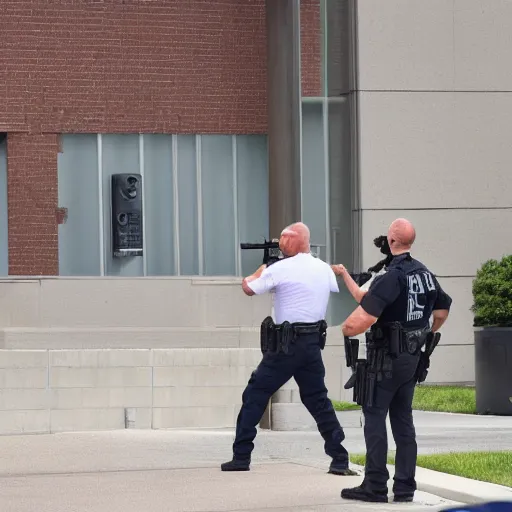 Prompt: armed man tries to breach cincinnati fbi building leading to shots fired, standoff, tv news