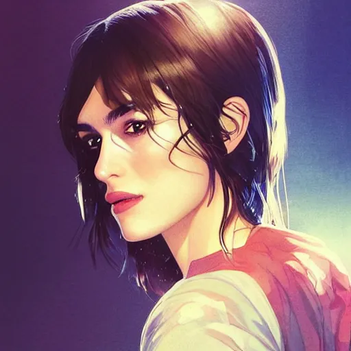 Image similar to keira knightley portrait as manga girl, realistic shaded perfect face, fine details. anime. realistic shaded lighting poster by ilya kuvshinov katsuhiro otomo ghost - in - the - shell, magali villeneuve, artgerm, jeremy lipkin and michael garmash and rob rey