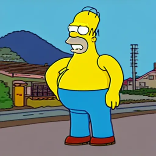 Image similar to homer simpson in a gta v illustration by stephen bliss