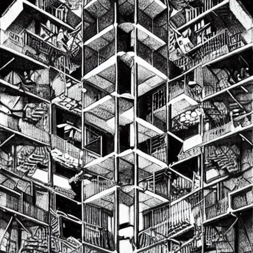 Prompt: “the hanging gardens of Babylon mixed with an m. C. Escher sketch”