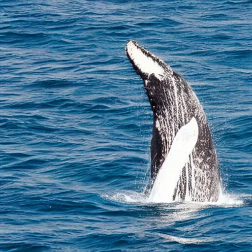 Prompt: whale in the ocean eating small plastic bags