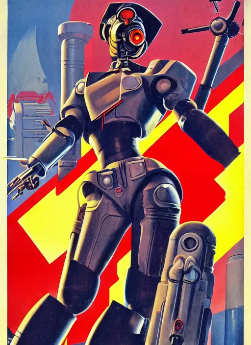 Image similar to soviet propaganda poster. cyberpunk mech pilot. portrait by jean giraud and anton otto fischer and john philip falter and will eisner and gil elvgren. realistic proportions. character art. science fiction d & d. tf 2, overwatch.