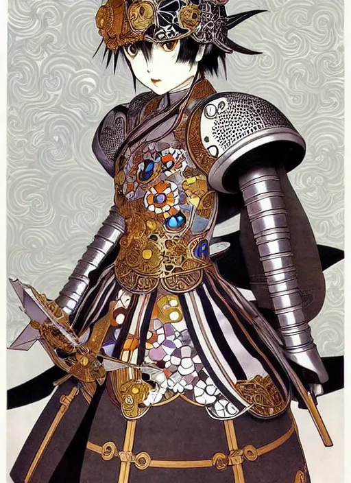 Image similar to takashi murakami, ( ilya kuvshinov! ), anime female knight in. ornate armor by, last exile, murata range, fine detail, perfect, dramatic lighting, dynamic composition, art nouveau, cel shading, vivid, alphonse mucha, ( ( ( colorful ) ) ), ( yoshinari yoh ), okama