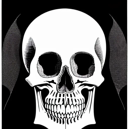 Image similar to one anatomical skull on white background, art by james o barr and albrecht durer, woodblock print, engraved, black and white, vector, vector art