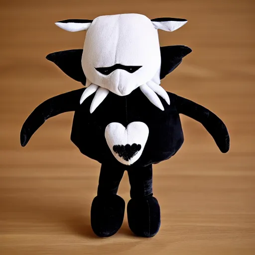 Image similar to cute fumo chibi luchadore plush imp, black and white with hearts, soft shadow, vray