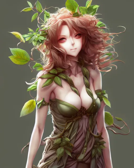 Image similar to character concept art of an anime dryad | | cute - fine - face, pretty face, realistic shaded perfect face, fine details by stanley artgerm lau, wlop, rossdraws, james jean, andrei riabovitchev, marc simonetti, and sakimichan, tranding on artstation