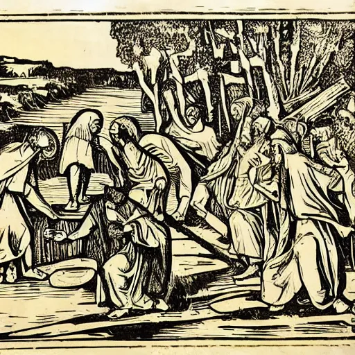 Image similar to Biblical scenes woodcut