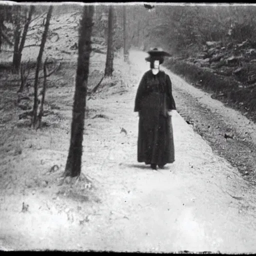 Prompt: a creepy woman in the distance, in a liminal space, early 1 9 0 0 s photo