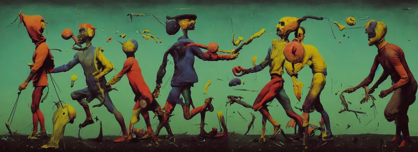 Image similar to full - body portrait surreal colorful clay fighting puppet rpg character concept art anatomy, action pose, very coherent and colorful high contrast masterpiece by norman rockwell franz sedlacek hieronymus bosch dean ellis simon stalenhag rene magritte gediminas pranckevicius, dark shadows, sunny day, hard lighting, reference sheet white! background