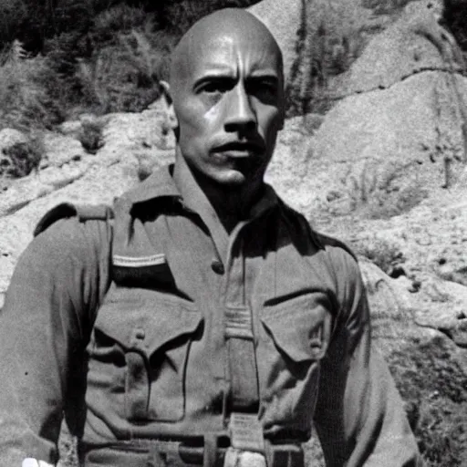 Image similar to the rock dwayn johnson Soldier , Historical photo in ww2