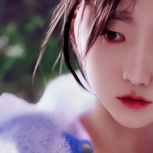 Image similar to a dynamic, epic cinematic 8K HD movie shot of close-up japanese beautiful cute young J-Pop idol actress girl face. Motion, VFX, Inspirational arthouse, at Behance, with Instagram filters